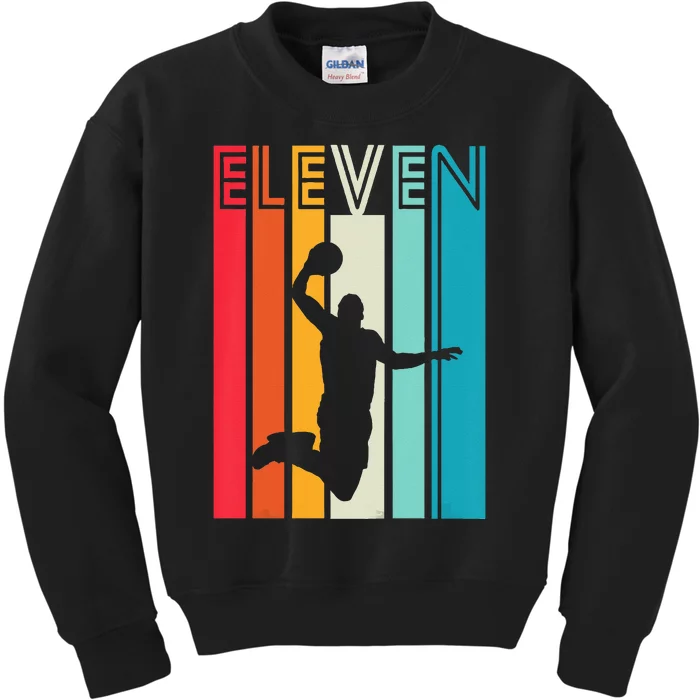 Kids 11th Birthday Basketball Lover Gift 11 Years Old Retro Kids Sweatshirt