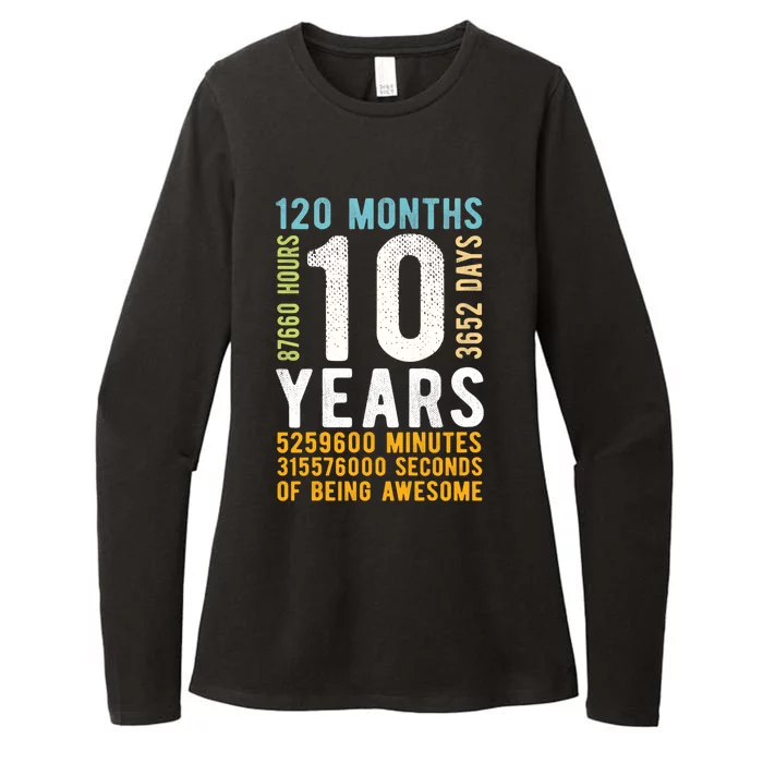 10th Birthday Gift 10 Years Old Vintage Retro 120 Months Womens CVC Long Sleeve Shirt