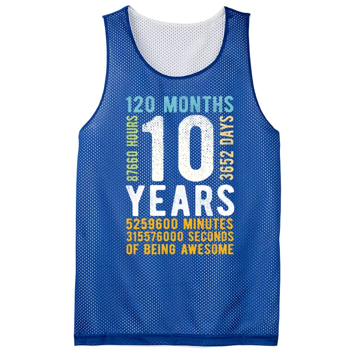 10th Birthday Gift 10 Years Old Vintage Retro 120 Months Mesh Reversible Basketball Jersey Tank