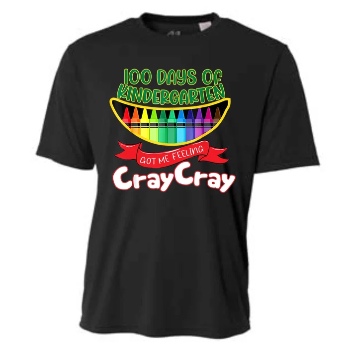 Kinder 100 Days Of Kindergarten Got Me Feeling Cray Cray Cooling Performance Crew T-Shirt