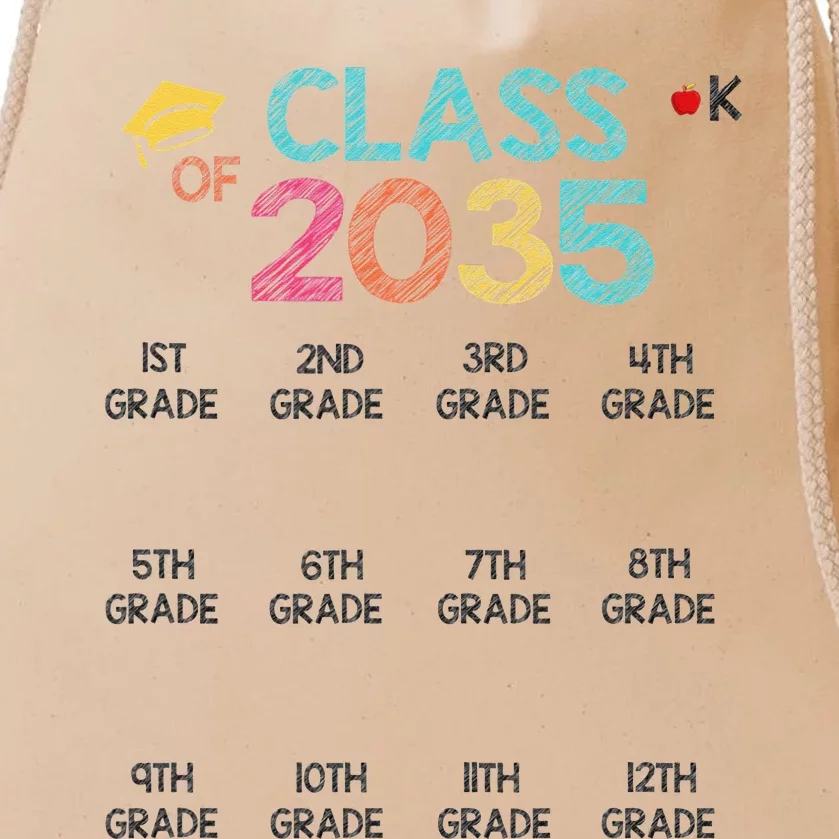 K -12th grade hand prints space Graduation Class of 2035 Drawstring Bag