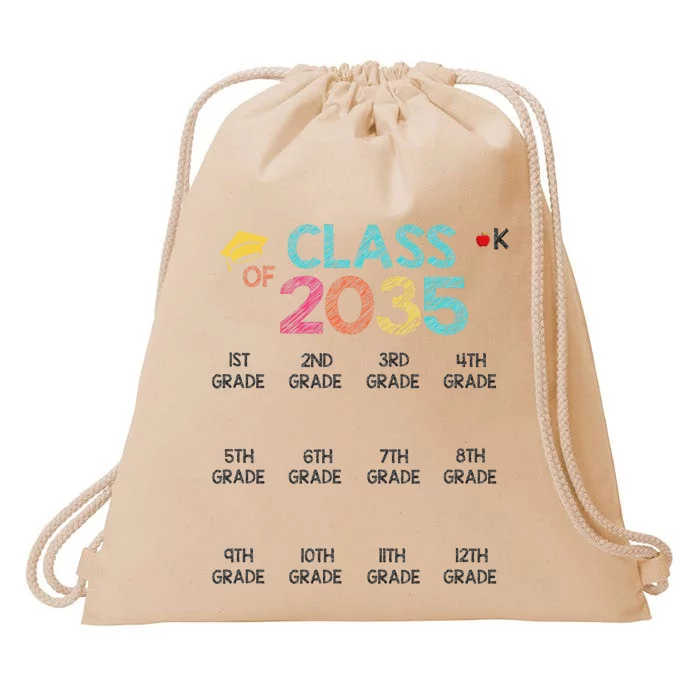 K -12th grade hand prints space Graduation Class of 2035 Drawstring Bag