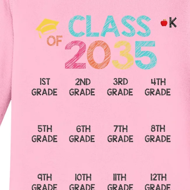 K -12th grade hand prints space Graduation Class of 2035 Baby Long Sleeve Bodysuit