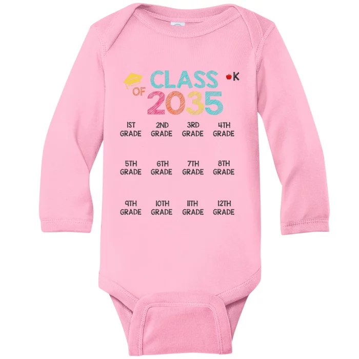 K -12th grade hand prints space Graduation Class of 2035 Baby Long Sleeve Bodysuit