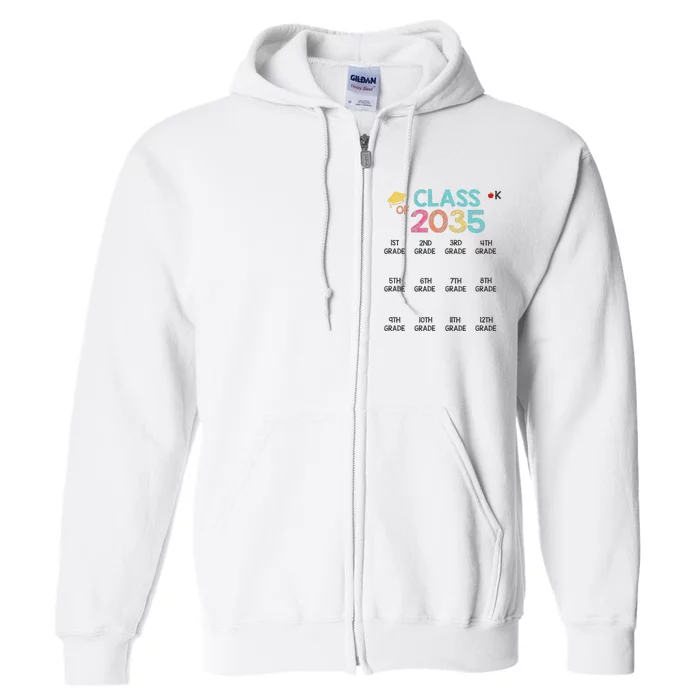 K -12th grade hand prints space Graduation Class of 2035 Full Zip Hoodie