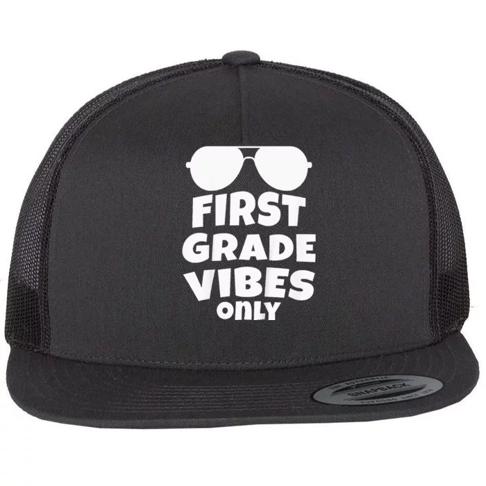 Kids 1st Grade Vibes Only Sunglasses 1st Day Of School Gift Kids Flat Bill Trucker Hat