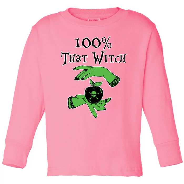 Kccreations 100% That Witch Gift Toddler Long Sleeve Shirt