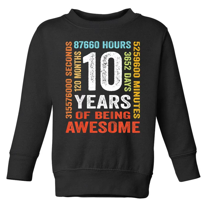 K.i.d.s 10 Years Old 10th Birthday Gift Vintage Retro 120 Months Toddler Sweatshirt