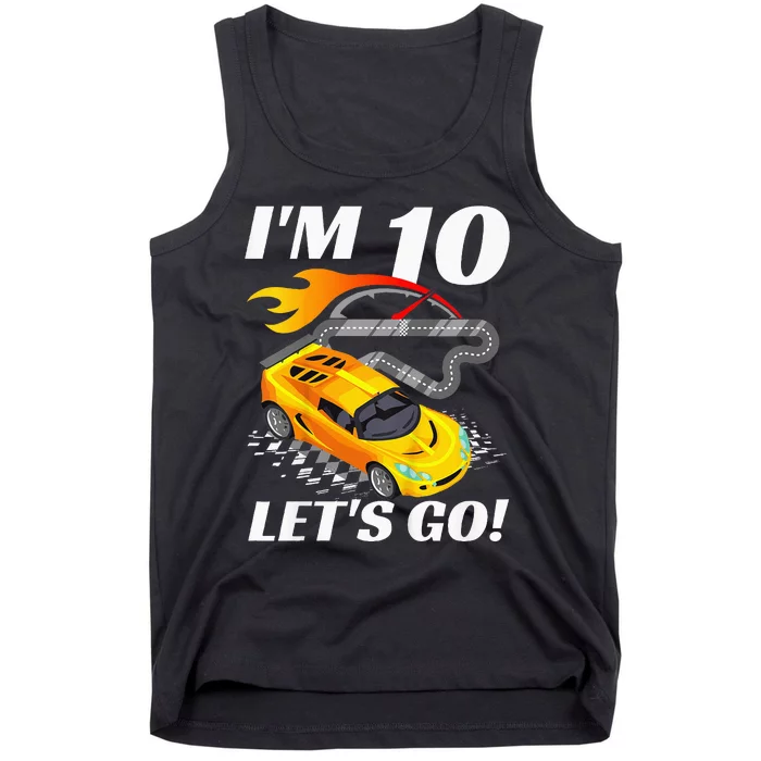 Kids 10 Year Old 10th Racing Racecar Birthday Party Tank Top