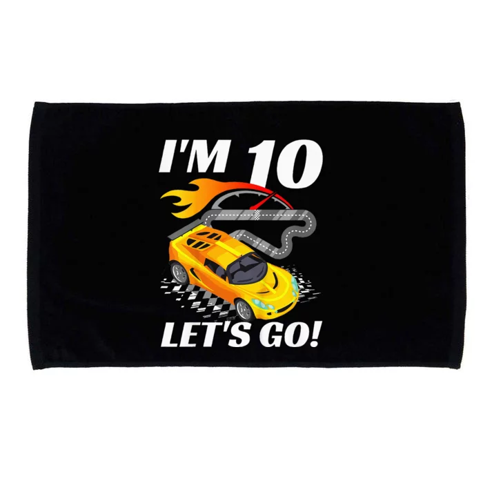 Kids 10 Year Old 10th Racing Racecar Birthday Party Microfiber Hand Towel