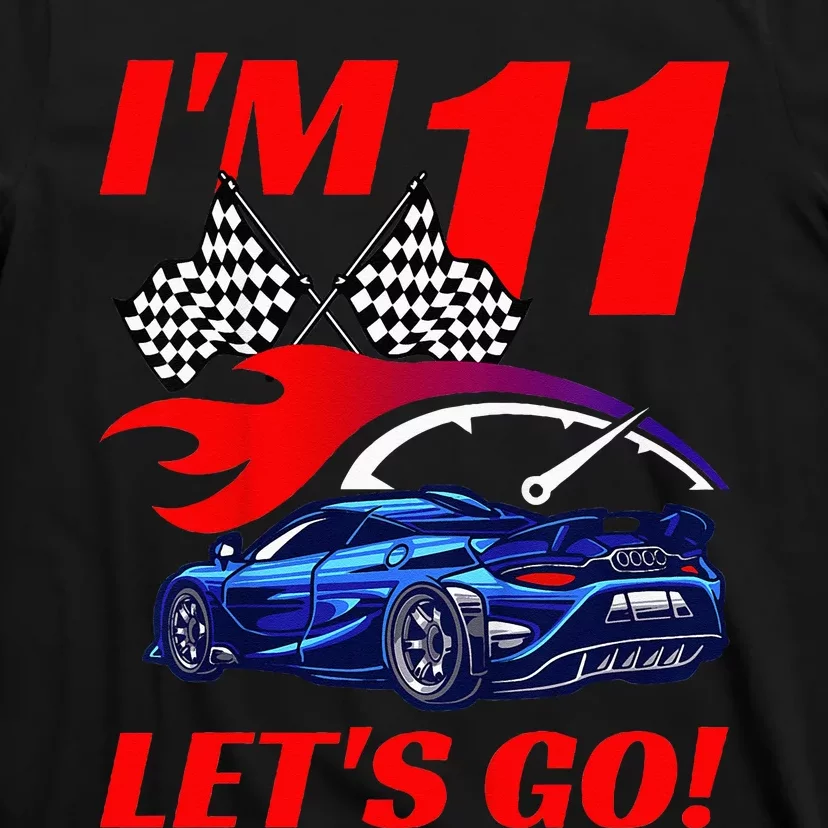 Kids 11 Year Old 11th Racing Racecar Birthday Party T-Shirt