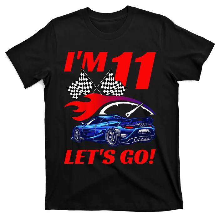 Kids 11 Year Old 11th Racing Racecar Birthday Party T-Shirt