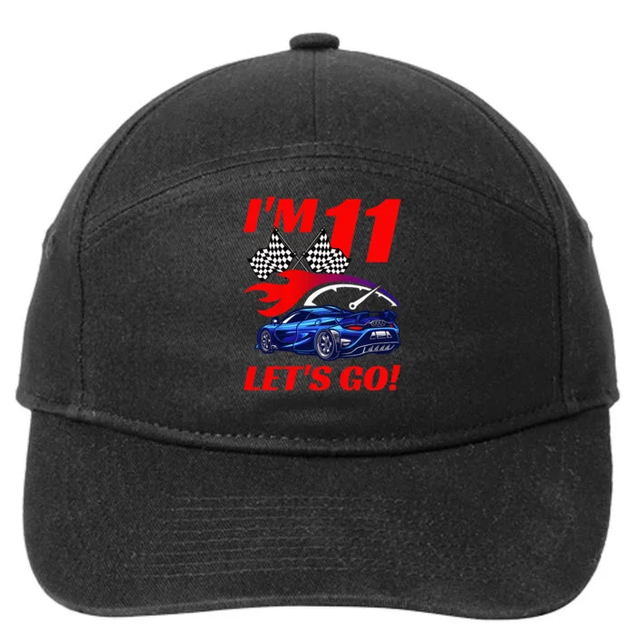 Kids 11 Year Old 11th Racing Racecar Birthday Party 7-Panel Snapback Hat