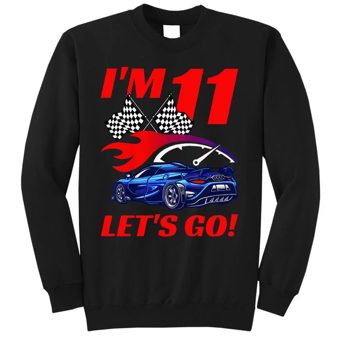 Kids 11 Year Old 11th Racing Racecar Birthday Party Sweatshirt