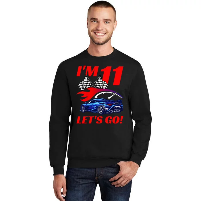 Kids 11 Year Old 11th Racing Racecar Birthday Party Tall Sweatshirt