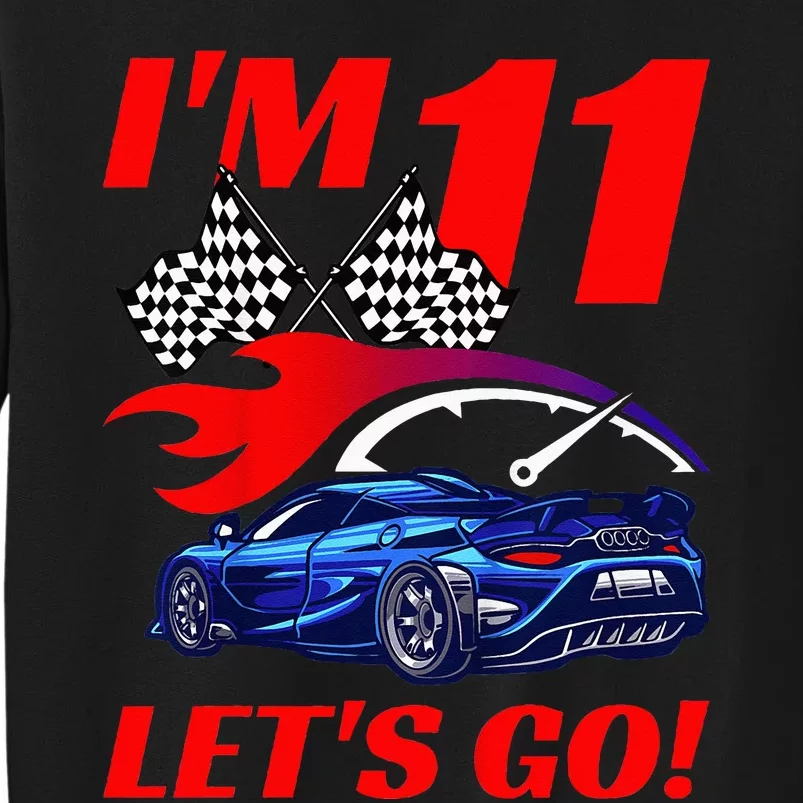 Kids 11 Year Old 11th Racing Racecar Birthday Party Tall Sweatshirt