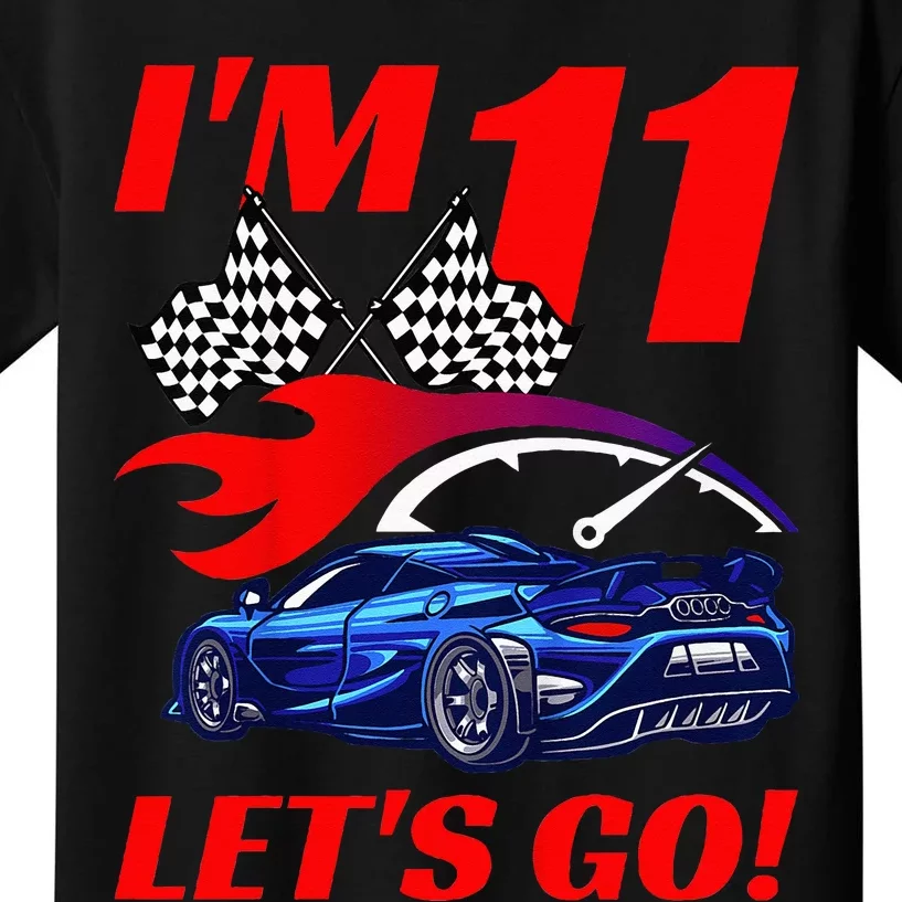 Kids 11 Year Old 11th Racing Racecar Birthday Party Kids T-Shirt