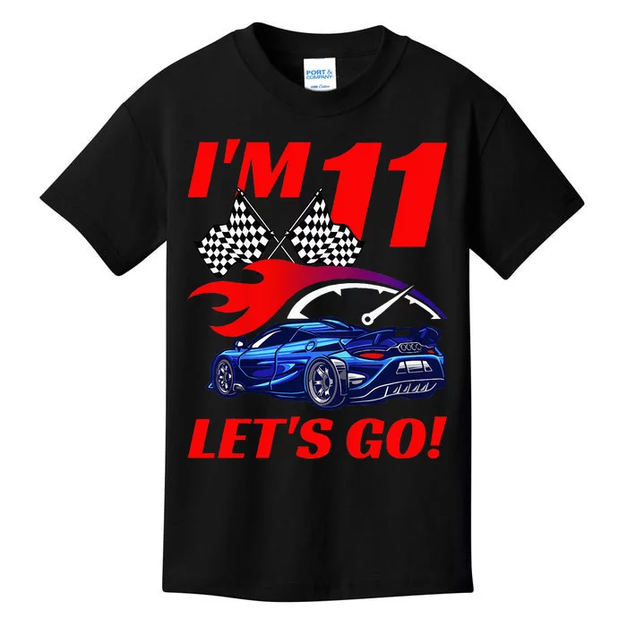 Kids 11 Year Old 11th Racing Racecar Birthday Party Kids T-Shirt