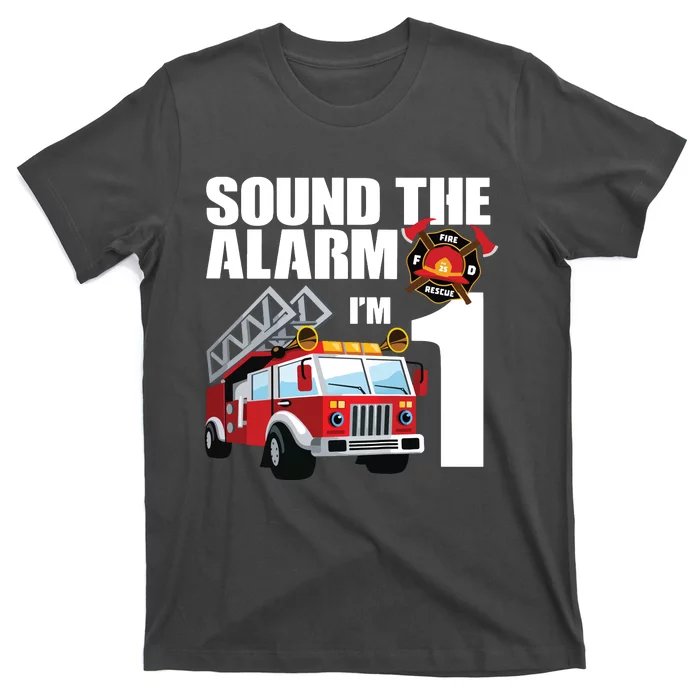 Kids 1 Year Old Firefighter Birthday Fire Truck Engine 1st Gift T-Shirt