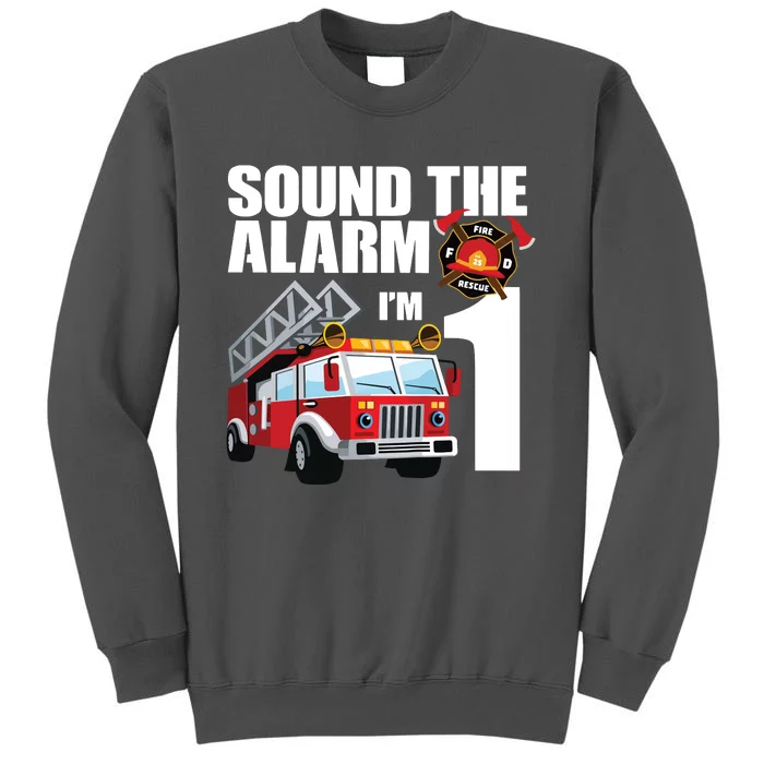 Kids 1 Year Old Firefighter Birthday Fire Truck Engine 1st Gift Tall Sweatshirt