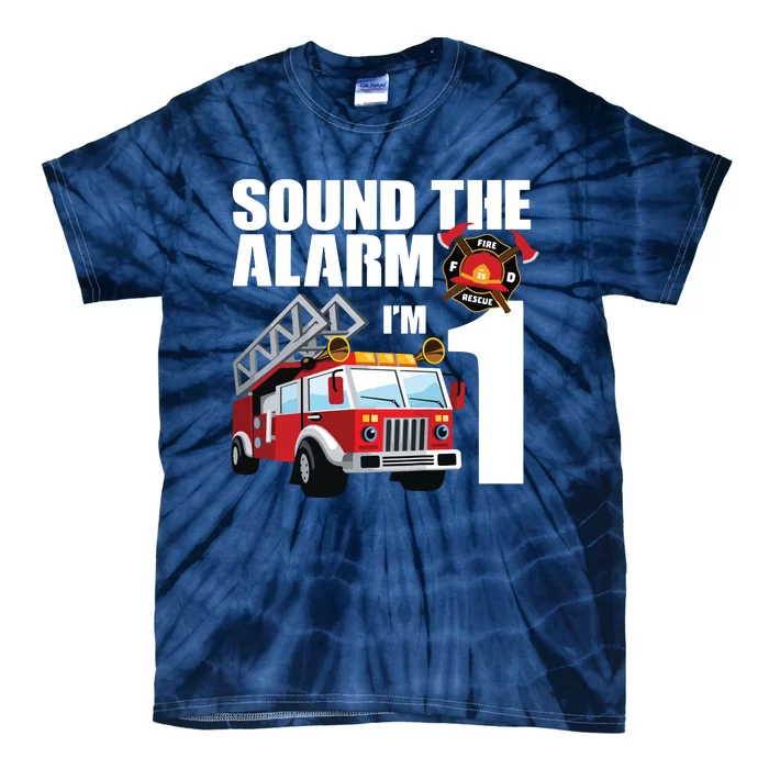 Kids 1 Year Old Firefighter Birthday Fire Truck Engine 1st Gift Tie-Dye T-Shirt