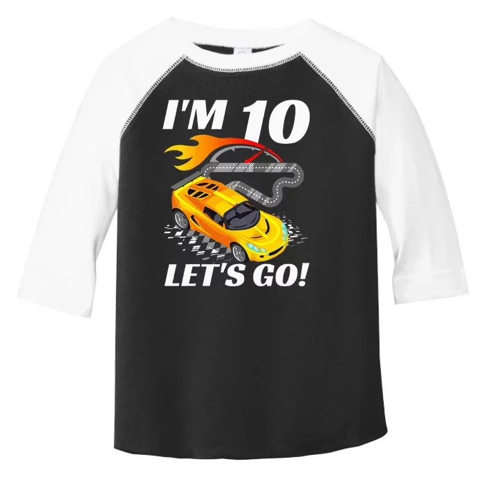 Kids 10 Year Old 10th Racing Racecar Birthday Party Toddler Fine Jersey T-Shirt