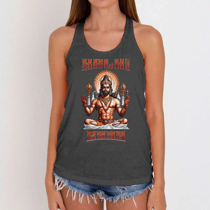 Kalki 2898 Ad Lord Vishnu Hindu Gods Avatars Women's Knotted Racerback Tank