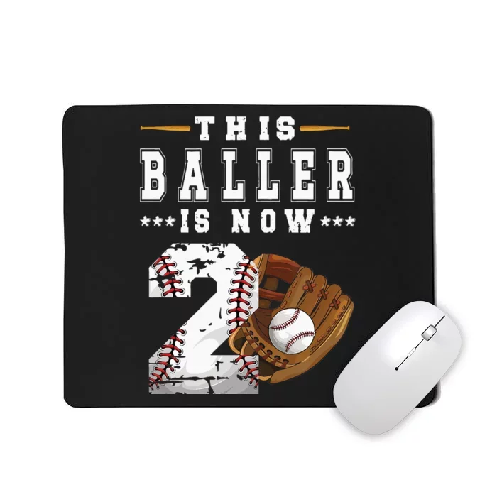 Kids 2nd Birthday Party Baseball Boy Two Year Old Baseball Player Mousepad