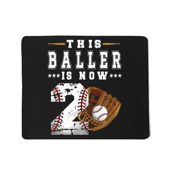 Kids 2nd Birthday Party Baseball Boy Two Year Old Baseball Player Mousepad