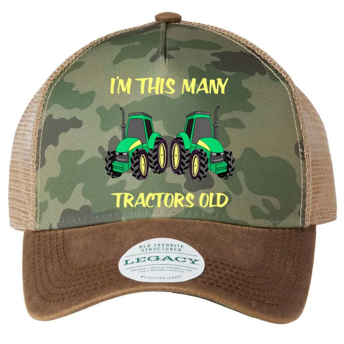 Kids 2 Birthday Tractor Im This Many Tractors Old Legacy Tie Dye Trucker Hat