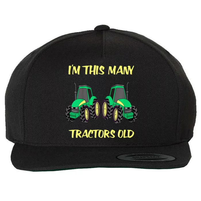 Kids 2 Birthday Tractor Im This Many Tractors Old Wool Snapback Cap