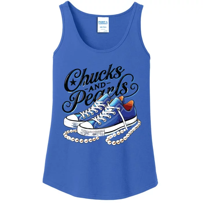 Kamala 2024 Chucks And Pearls Ladies Essential Tank