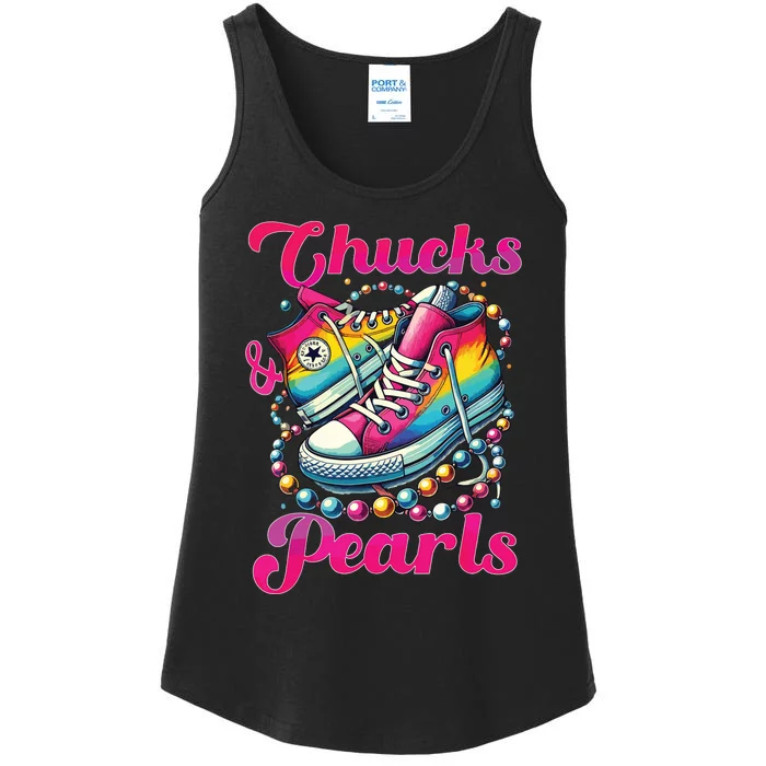 Kamala 2024 Chucks And Pearls Ladies Essential Tank