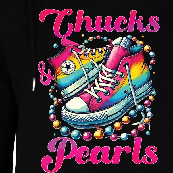 Kamala 2024 Chucks And Pearls Womens Funnel Neck Pullover Hood