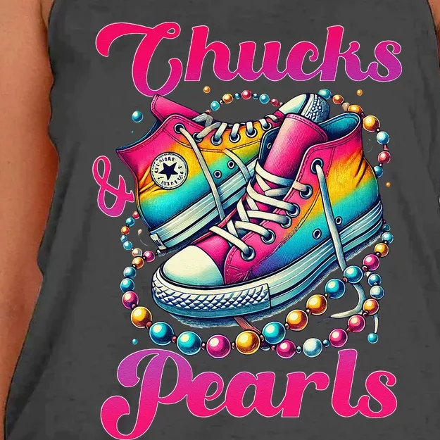 Kamala 2024 Chucks And Pearls Gift Women's Knotted Racerback Tank