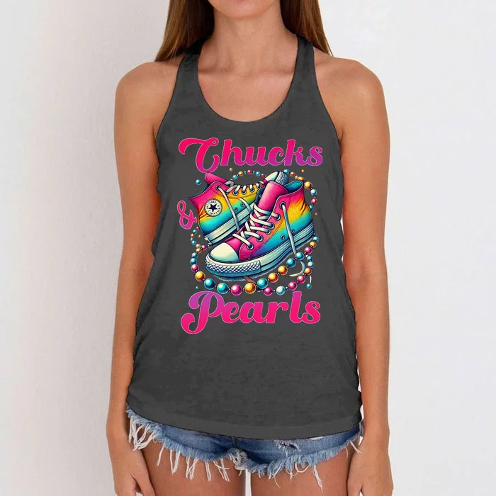 Kamala 2024 Chucks And Pearls Gift Women's Knotted Racerback Tank