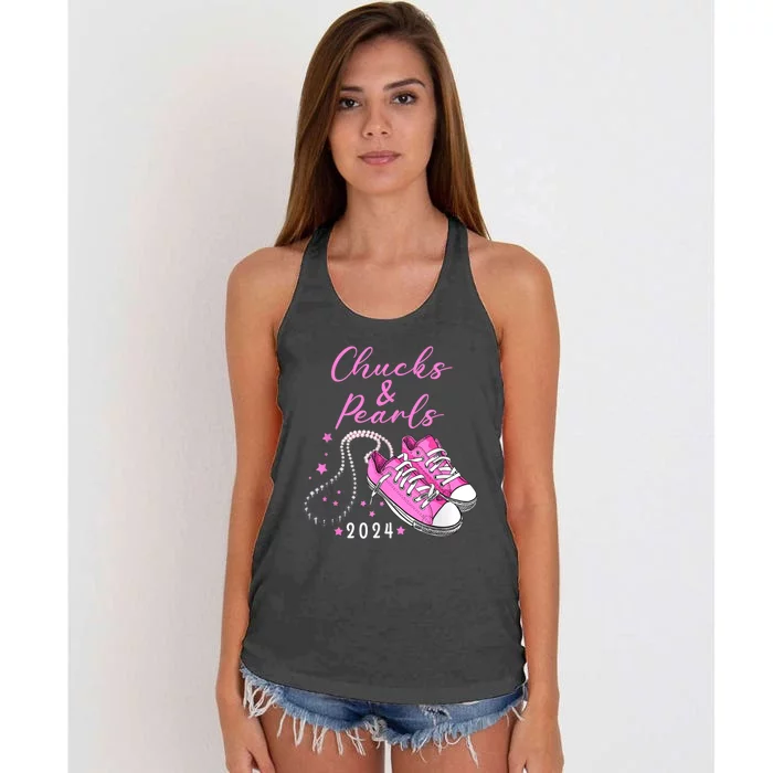 Kamala 2024 Chucks And Pearls Women's Knotted Racerback Tank