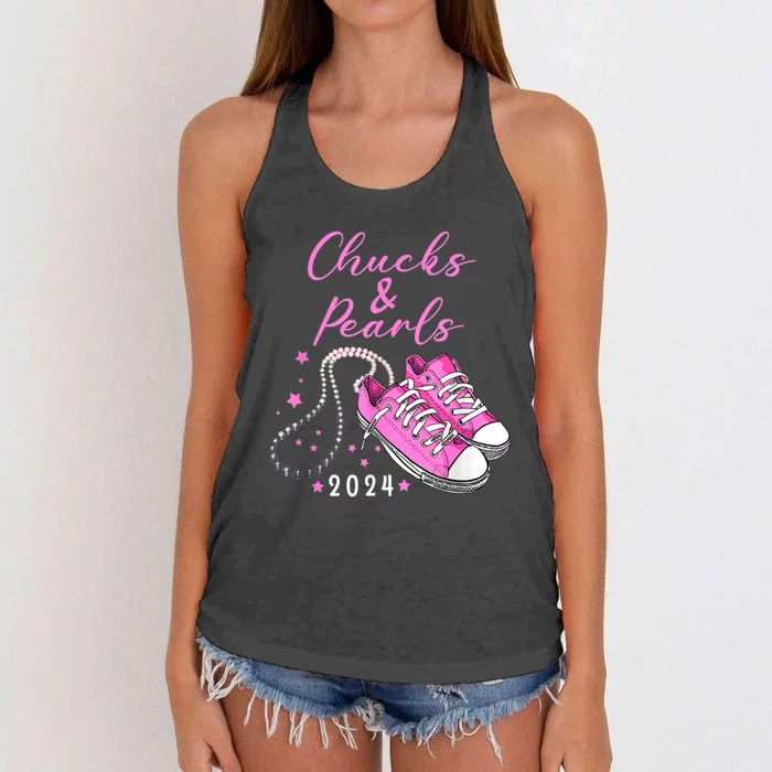 Kamala 2024 Chucks And Pearls Women's Knotted Racerback Tank