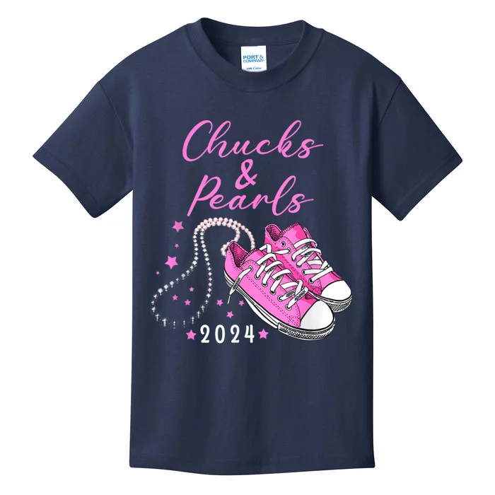 Kamala 2024 Chucks And Pearls Kids T-Shirt