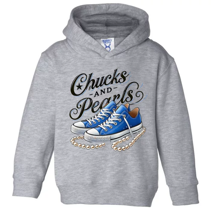 Kamala 2024 Chucks And Pearls Toddler Hoodie