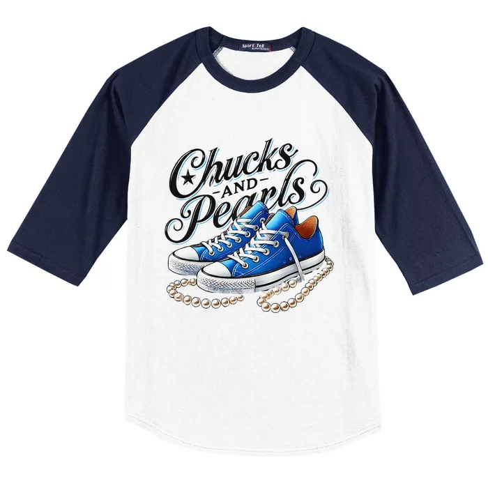 Kamala 2024 Chucks And Pearls Gift Baseball Sleeve Shirt