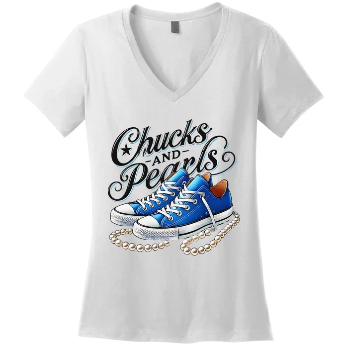 Kamala 2024 Chucks And Pearls Gift Women's V-Neck T-Shirt