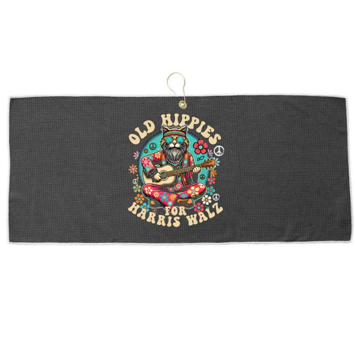 Kamala 2024 Cat Hippie Old Hippies For Harris Waltz 2024 Large Microfiber Waffle Golf Towel