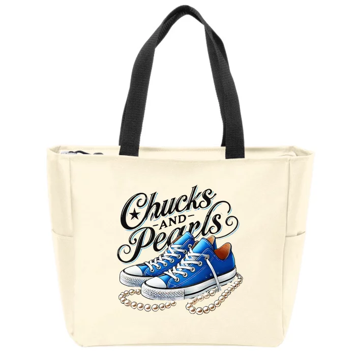 Kamala 2024 Chucks And Pearls Zip Tote Bag