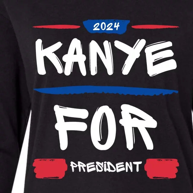 Kanye 2024 For President Womens Cotton Relaxed Long Sleeve T-Shirt