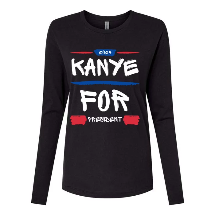 Kanye 2024 For President Womens Cotton Relaxed Long Sleeve T-Shirt