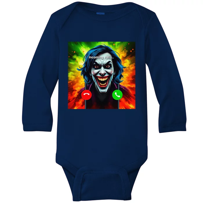 Kamala 2024 Horror Incoming Call From Evil Jonkler Halloween Baby Long Sleeve Bodysuit