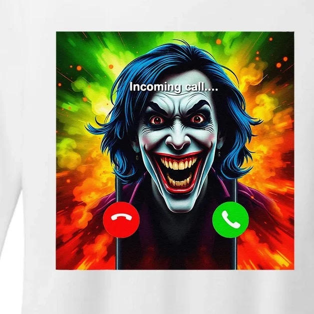 Kamala 2024 Horror Incoming Call From Evil Jonkler Halloween Womens CVC Long Sleeve Shirt