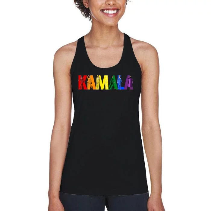 Kamala 2024 Lgbtq Rainbow Pride Flag Women's Racerback Tank