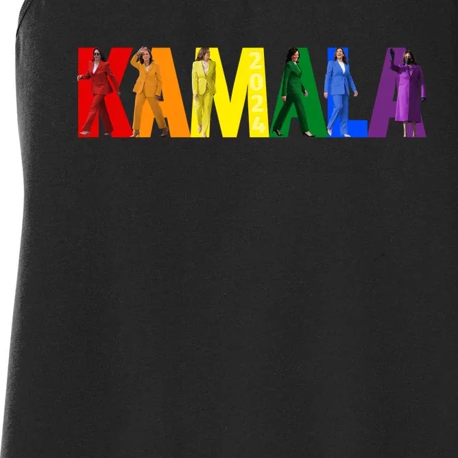 Kamala 2024 Lgbtq Rainbow Pride Flag Women's Racerback Tank